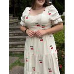 Vestido Siena Bordado Cereja