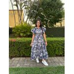 Vestido Catarina Azul Marinho Estampa Safari