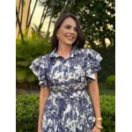 Vestido Catarina Azul Marinho Estampa Safari