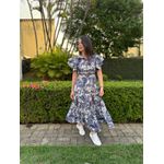 Vestido Catarina Azul Marinho Estampa Safari