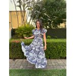 Vestido Catarina Azul Marinho Estampa Safari