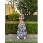 Vestido Catarina Azul Marinho Estampa Safari