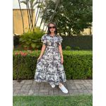 Vestido Catarina Preto Estampa Safari