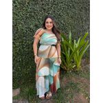 Vestido Luana Verde e Marrom Estampado