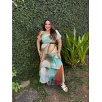 Vestido Luana Verde e Marrom Estampado