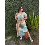 Vestido Luana Verde e Marrom Estampado