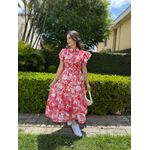 Vestido Catarina Vermelho Estampa Safari