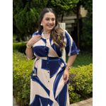 Chemise Edna Off Estampado Azul Marinho