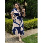 Chemise Edna Off Estampado Azul Marinho