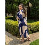 Chemise Edna Off Estampado Azul Marinho