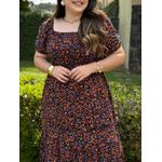 Vestido Alicia Preto Liberty Laranja