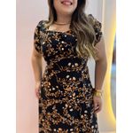 Vestido Brenda Preto Estampado 