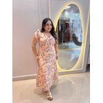 Vestido Brenda Bege Estampado 