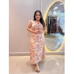 Vestido Brenda Bege Estampado 