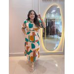 Chemise Edna Mostarda e Marrom Estampado Plus