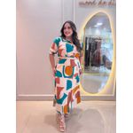 Chemise Edna Mostarda e Marrom Estampado Plus