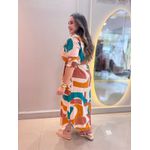 Chemise Edna Mostarda e Marrom Estampado Plus