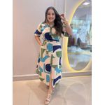 Chemise Edna Verde e azul Estampado