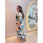 Chemise Edna Verde e azul Estampado