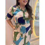 Chemise Edna Verde e azul Estampado