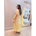 Vestido Cecilia Amarelo e Azul Estampado