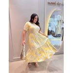 Vestido Cecilia Amarelo e Azul Estampado