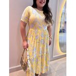 Vestido Cecilia Amarelo e Azul Estampado