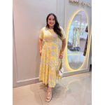 Vestido Cecilia Amarelo e Azul Estampado