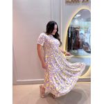 Vestido Cecilia Amarelo e Lilas Estampado