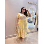 Vestido Cecilia Amarelo e Azul Estampado