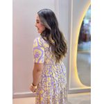 Vestido Cecilia Amarelo e Lilas Estampado
