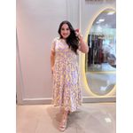 Vestido Cecilia Amarelo e Lilas Estampado