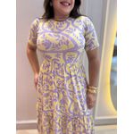 Vestido Cecilia Amarelo e Lilas Estampado