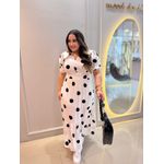 Vestido Nayara Branco Poá Preto