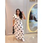 Vestido Nayara Branco Poá Preto