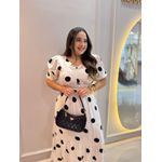 Vestido Nayara Branco Poá Preto