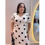 Vestido Nayara Branco Poá Preto