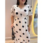 Vestido Nayara Branco Poá Preto