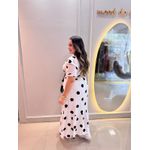 Vestido Nayara Branco Poá Preto