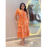 Vestido Dina Laranja Estampado Plus