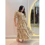 Vestido Dina Marrom Estampado Plus