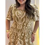 Vestido Dina Marrom Estampado Plus