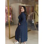 Vestido Isabel Azul Marinho Poá