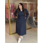 Vestido Isabel Azul Marinho Poá