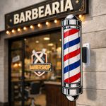 PLACA BARBER POLE PVC 17X83CM IMPRESSÃO UV VERNIZ LOCAL