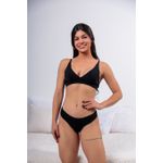 CONJUNTO ALGODÃO SEM BOJO COM ELÁSTICO EMBUTIDO REFORÇADO PRETO
