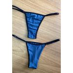 CALCINHA FIO DUPLO COM REGULAGEM LATERAL DE VISCOSE DE ALGODÃO AZUL TAMISA