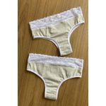 CALCINHA ALGODÃO ESTILO TANGA COM RENDA CINTURA CINZA MÉDIO
