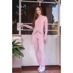 PIJAMA ADULTO VISCOSE DE ALGODÃO CALÇA E BLUSA LONGA COM PUNHO ROMANCE