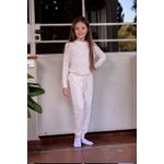 PIJAMA INFANTIL FEMININO LONGO COM PUNHO BRILHA ESCURO